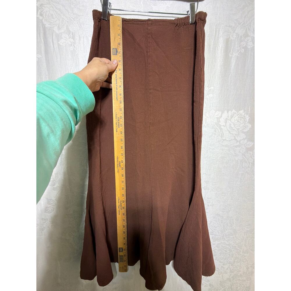 Oh My Gauze! Trumpet Skirt 1 Small Medium Brown Maxi 100% Cotton Flare - Picture 4 of 7